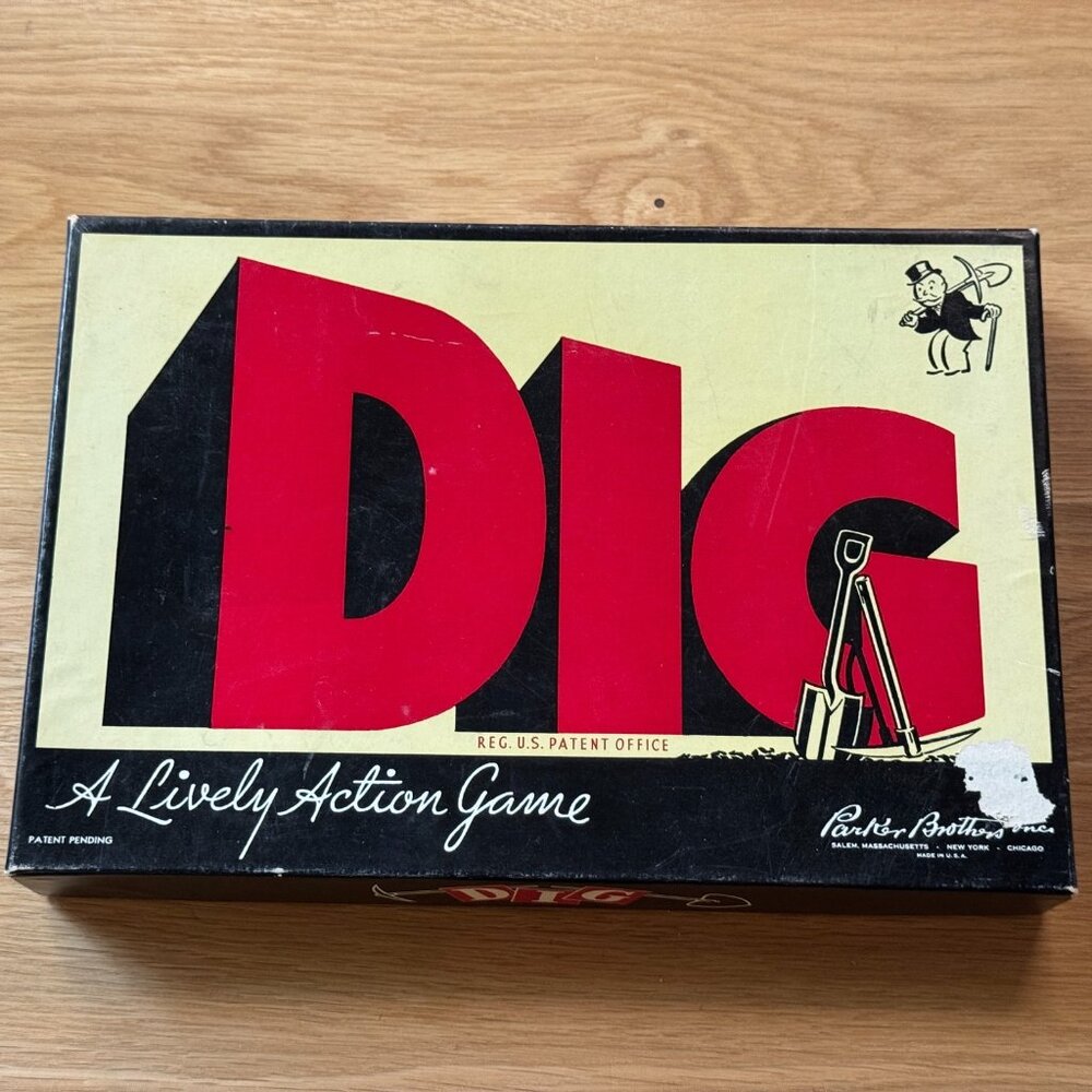 Vintage Parker Brothers Game Dig, A Lively Action Game, Copyright 1940